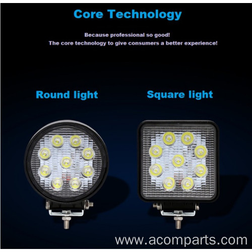 Round Square LED Work Light Bar Roof